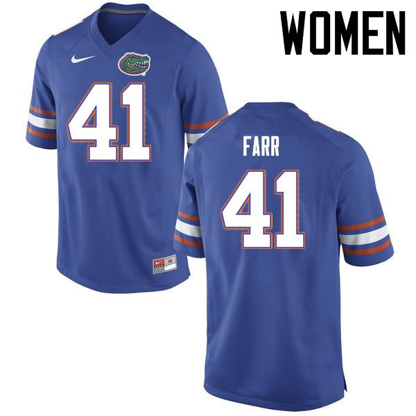 Women's NCAA Florida Gators Ryan Farr #41 Stitched Authentic Nike Blue College Football Jersey XCW1465JA